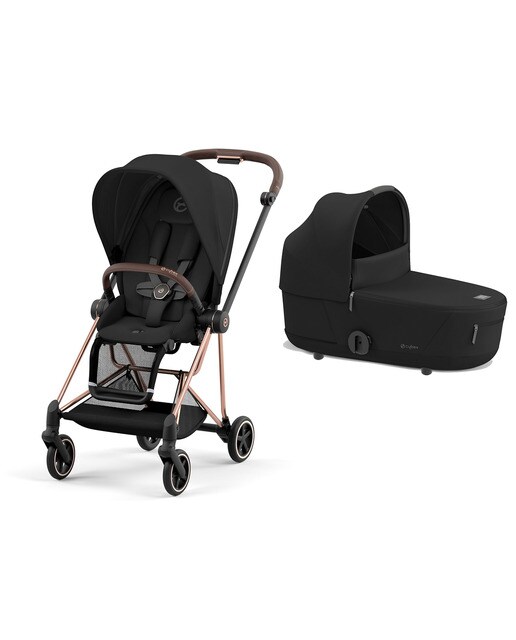 Carro de bebé dúo Cybex MIOS con Chasis Rosegold, Seat Pack y Capazo Lux en Sepia Black. 1