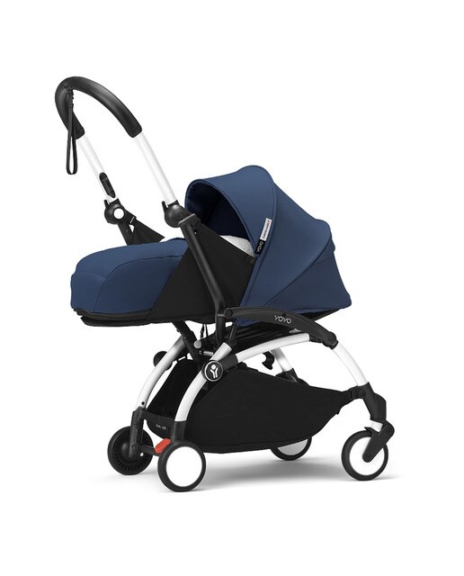 Imagem 0 de Carrinho de passeio Stokke® YOYO³ com chassis branco e pack recém-nascido 0+ Air France Blue