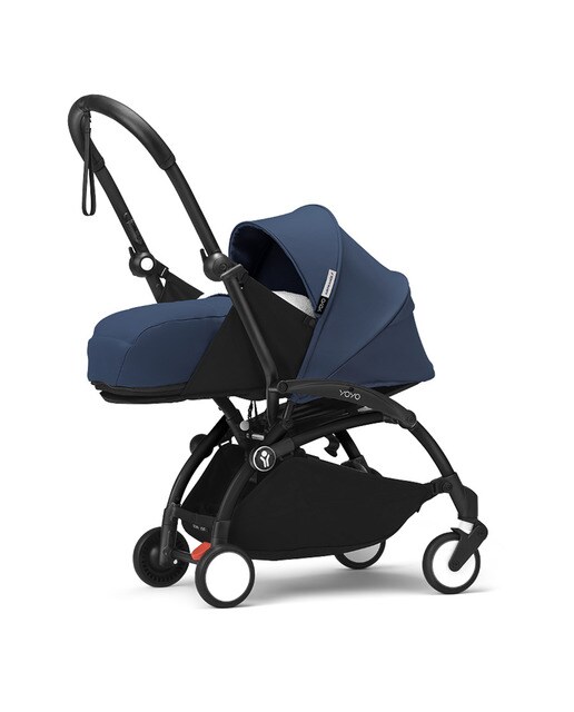 Imagem 0 de Carrinho de Passeio Stokke® YOYO³ com chassis preto e pack recém-nascido 0+ Air France Blue