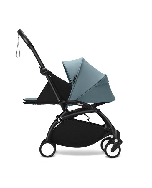 Carrinho de passeio Stokke® YOYO³ com chassis preto e pack recém-nascidos 0+ Aqua 2