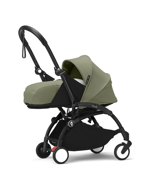 Imagem 0 de Carrinho de bebé Stokke® YOYO³ com chassis preto e pack recém-nascido 0+ verde oliva