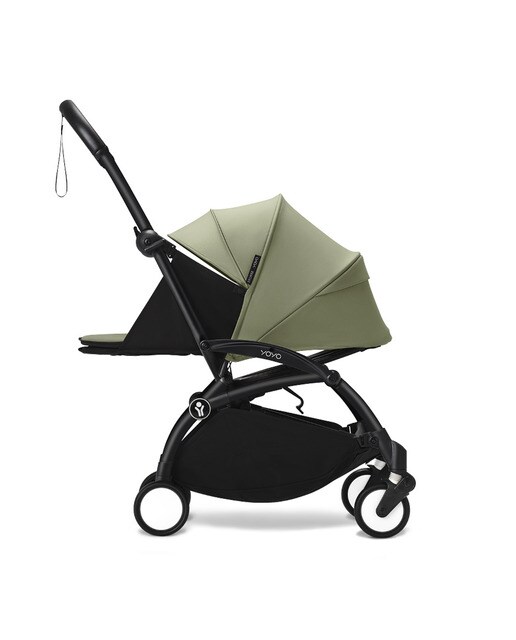 Carrinho de bebé Stokke® YOYO³ com chassis preto e pack recém-nascido 0+ verde oliva 3