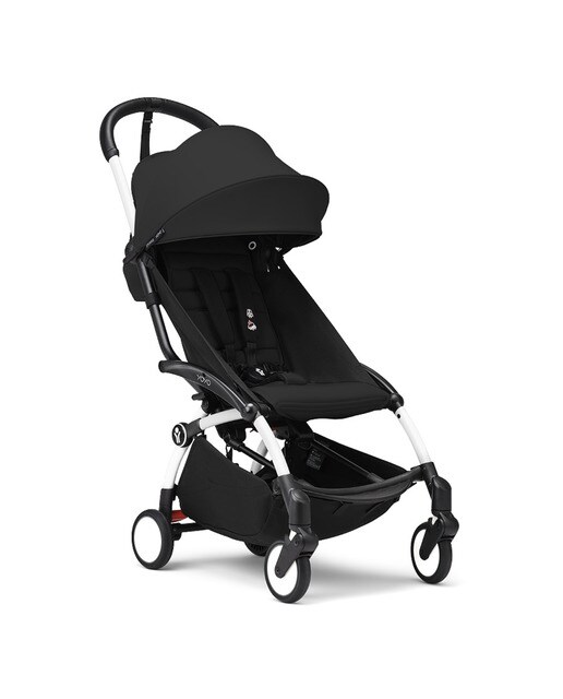 Carrinho de Passeio Stokke® YOYO³ com Chassis Branco e Pack de 6+ Color Preto 1