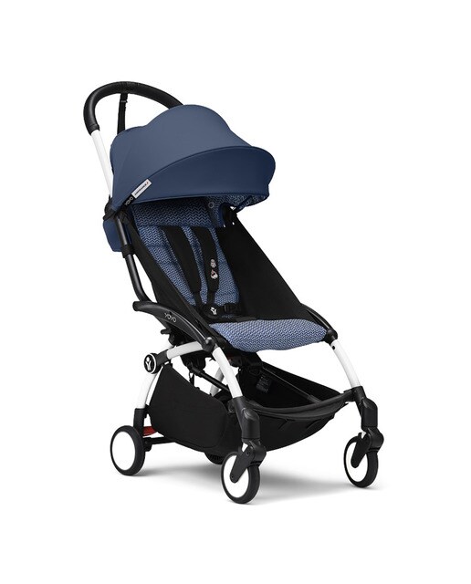 Stokke - Silla de Paseo Stokke® YOYO³ con Chasis Blanco y 6+ color pack Air France Blue.