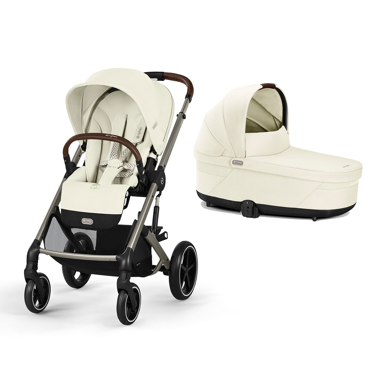 Carro de bebé dúo Cybex Balios S Lux con unidad de asiento y Capazo S Lux Beige-1