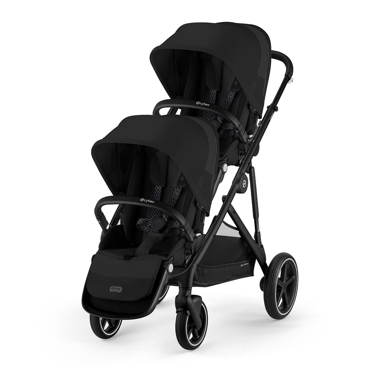 Carro de bebé gemelar Gazelle S con segunda unidad de asiento en Moon Black. 1