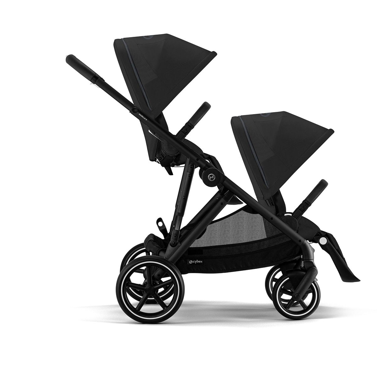 Carro de bebé gemelar Gazelle S con segunda unidad de asiento en Moon Black. 2