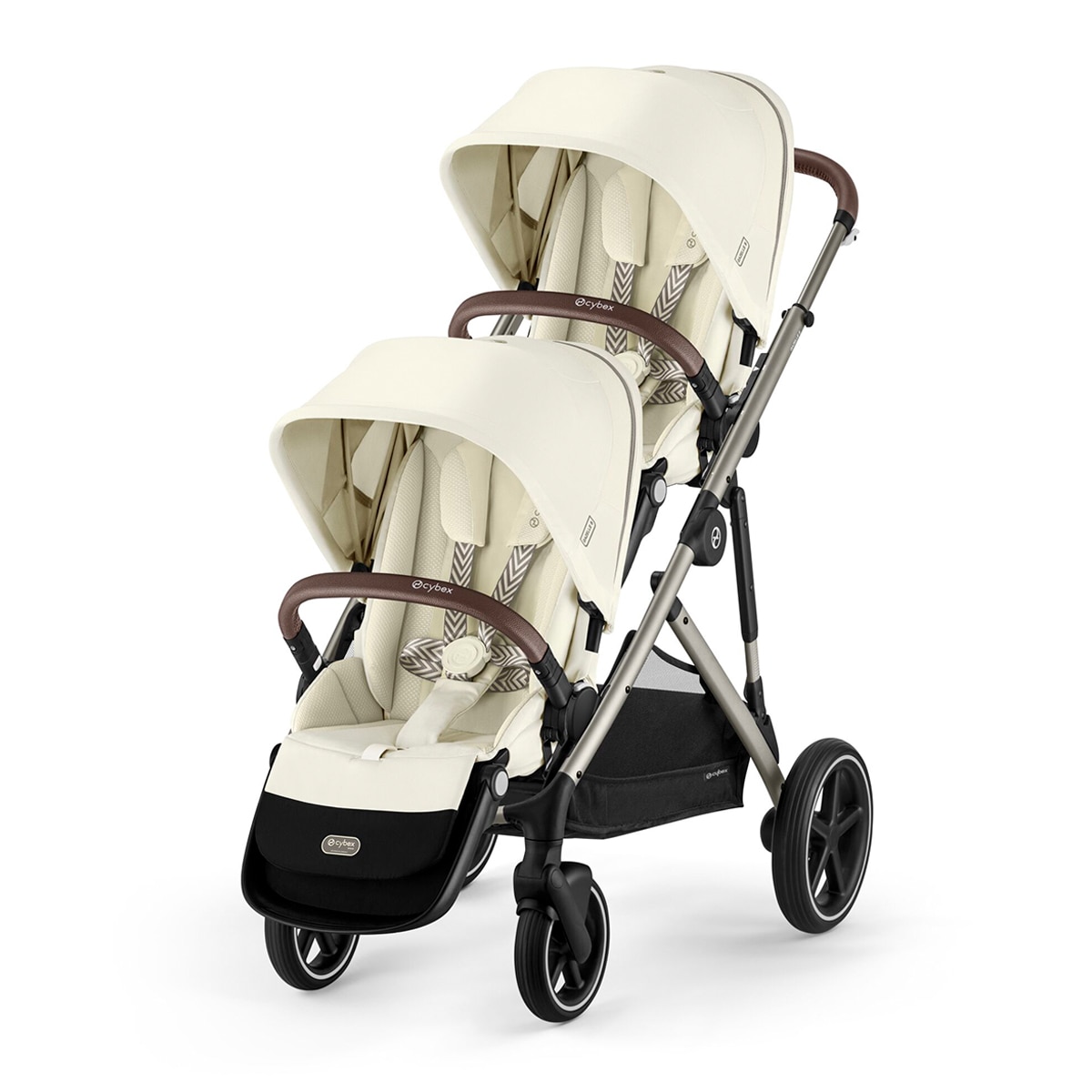 Carro de bebé gemelar Gazelle S con segunda unidad de asiento en Seashell Beige. 1