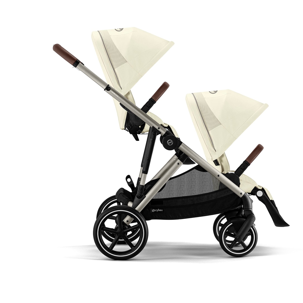 Carro de bebé gemelar Gazelle S con segunda unidad de asiento en Seashell Beige. 2