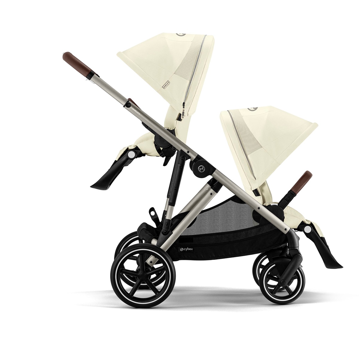 Carro de bebé gemelar Gazelle S con segunda unidad de asiento en Seashell Beige. 3