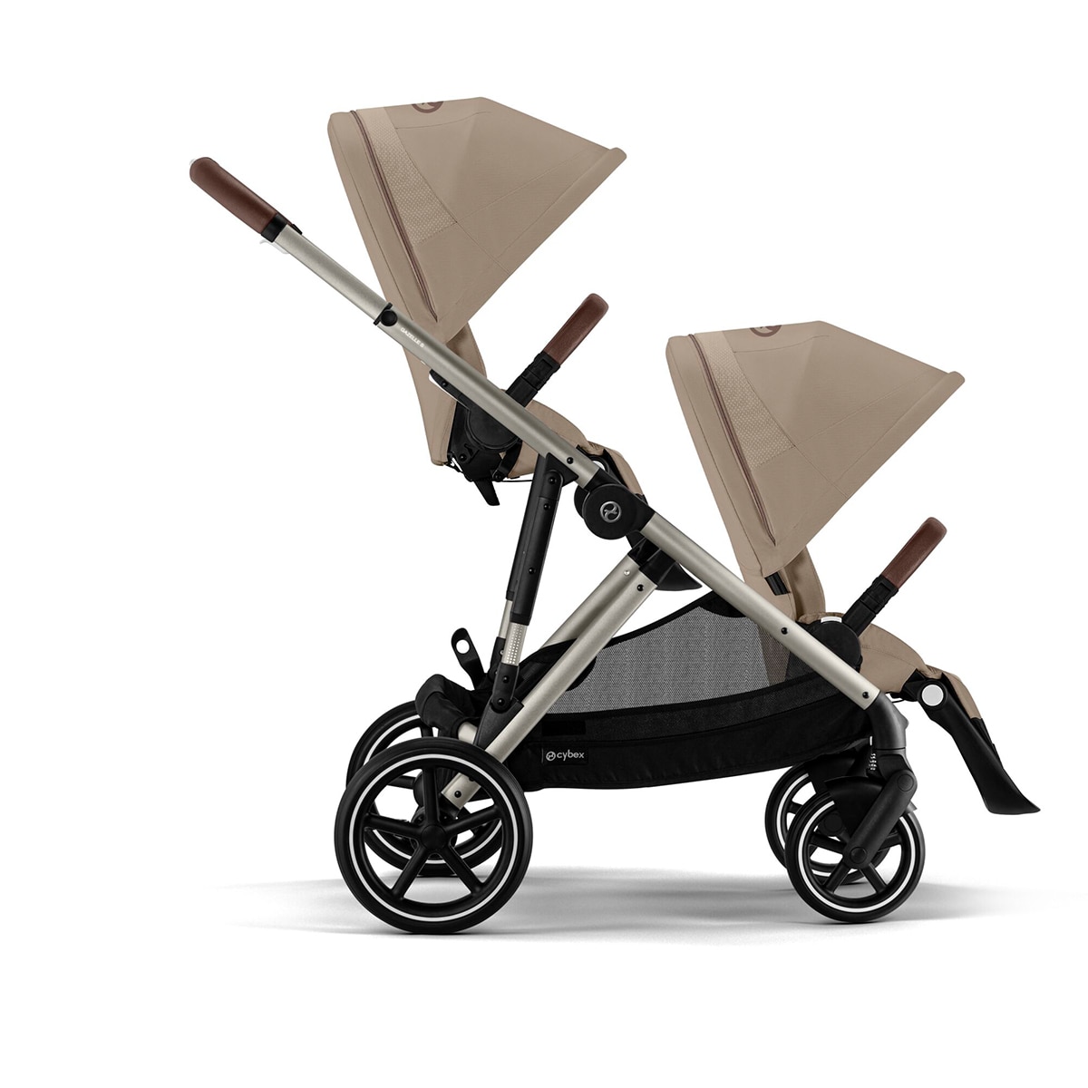 Carro de bebé gemelar Gazelle S con segunda unidad de asiento en Almond Beige 2
