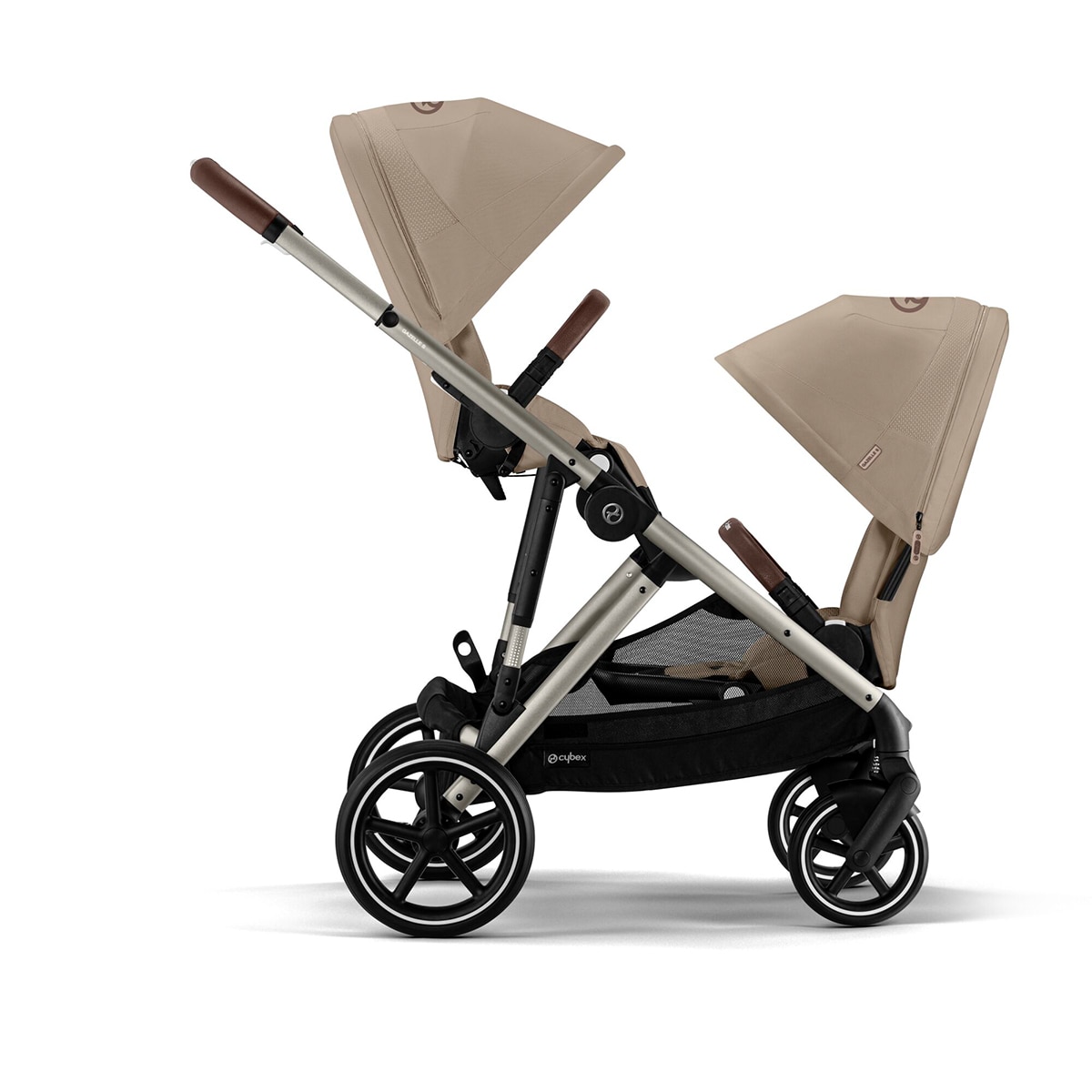 Carro de bebé gemelar Gazelle S con segunda unidad de asiento en Almond Beige 3