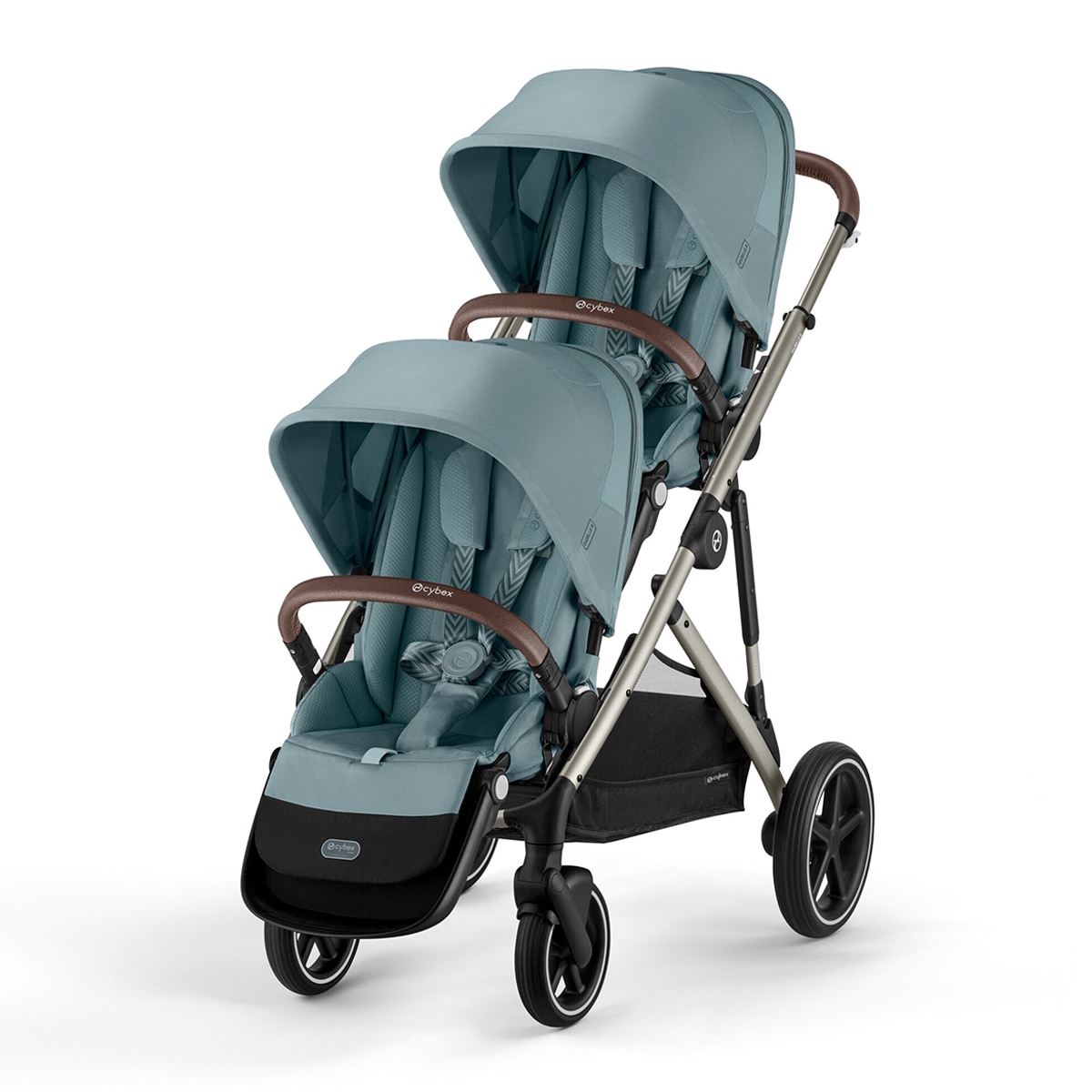 Carro de bebé gemelar Gazelle S con segunda unidad de asiento en Stormy Blue. 1