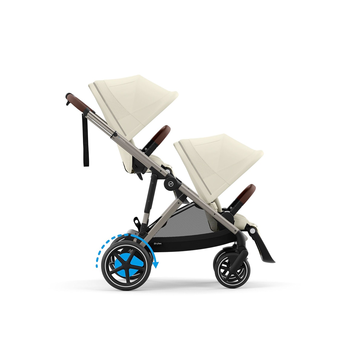 Carro de bebé gemelar e-Gazelle S con segunda unidad de asiento en Seashell Beige. 2