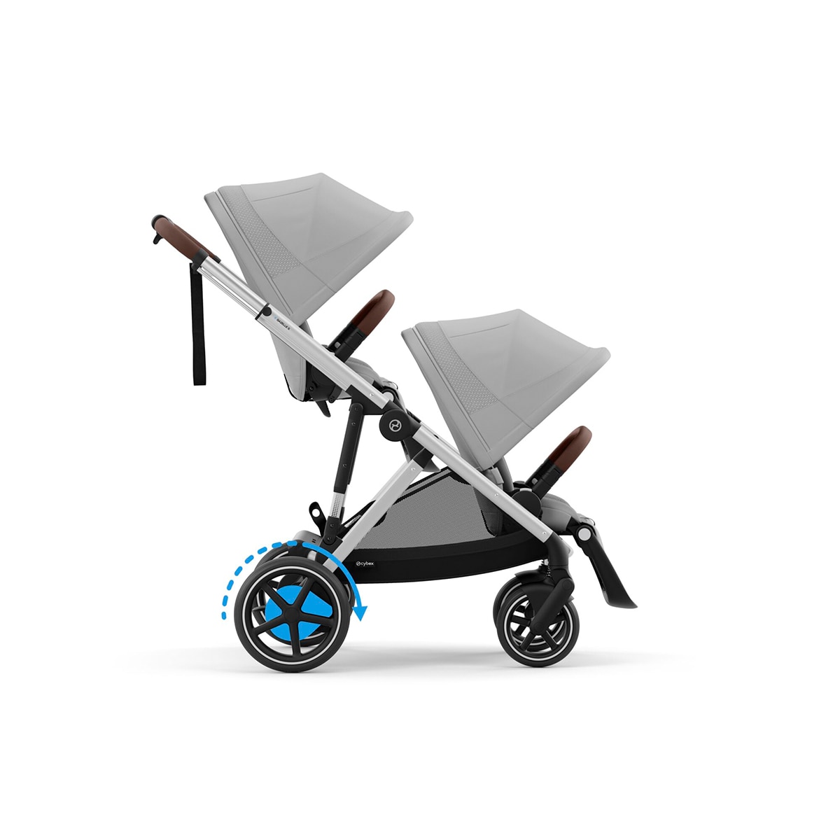 Carro de bebé gemelar e-Gazelle S con segunda unidad de asiento en Stone Grey Gris-2
