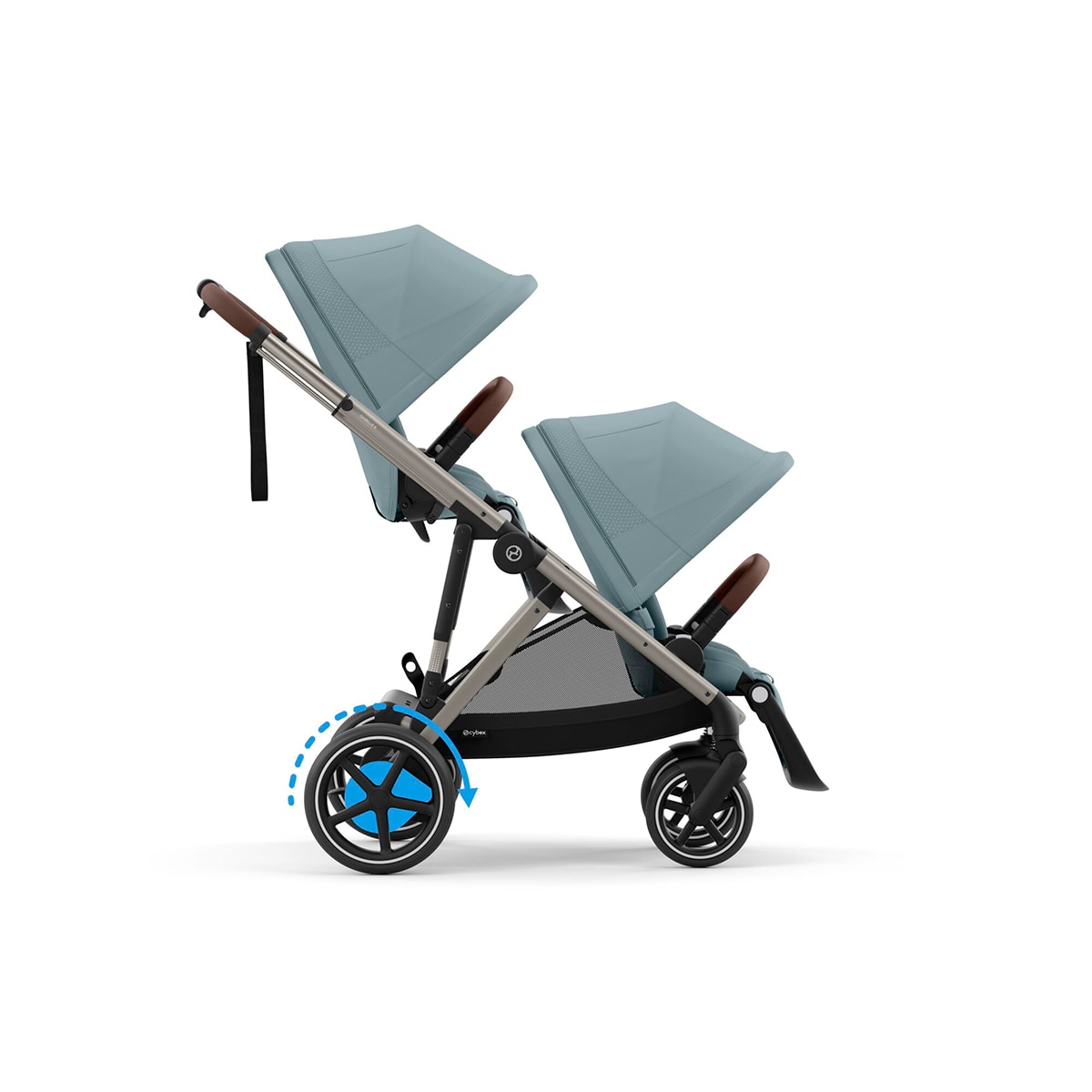 Imagen 2 de Carro de bebé gemelar e-Gazelle S con segunda unidad de asiento en Stormy Blue.