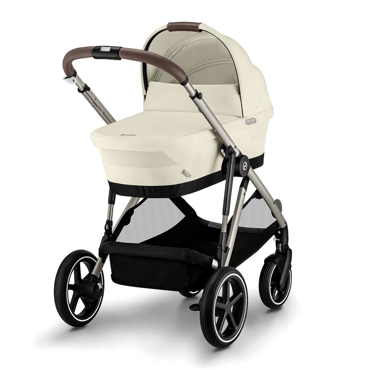 Carro de bebé gemelar Gazelle S con capazo en Seashell Beige. Beige-1