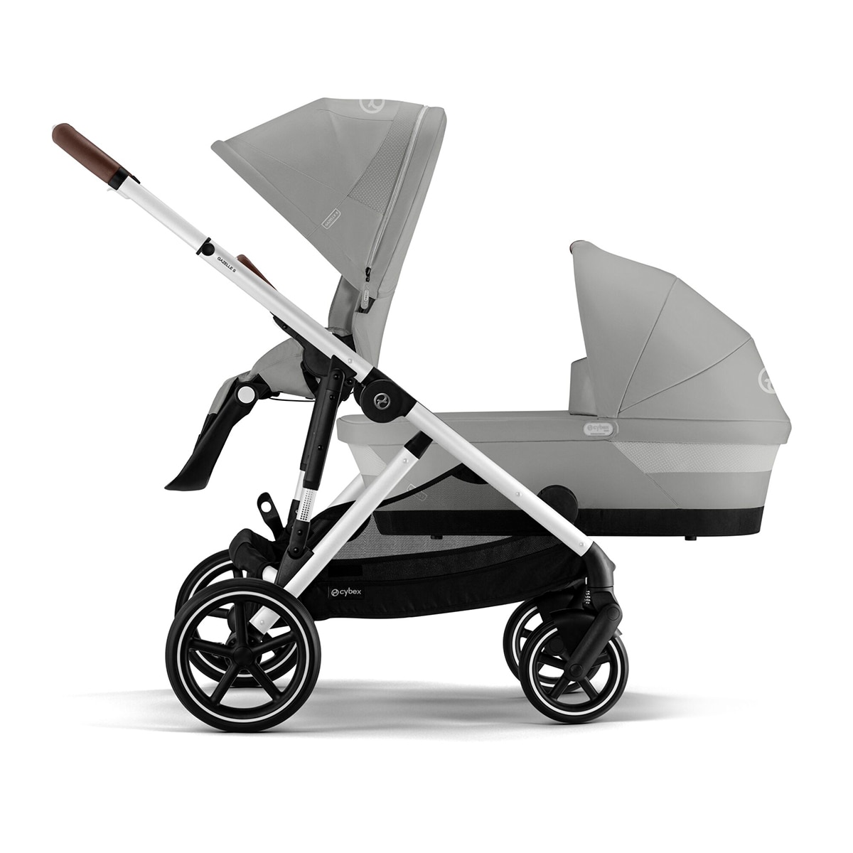 Carro de bebé gemelar Gazelle S con capazo en Stone Grey. Gris-2