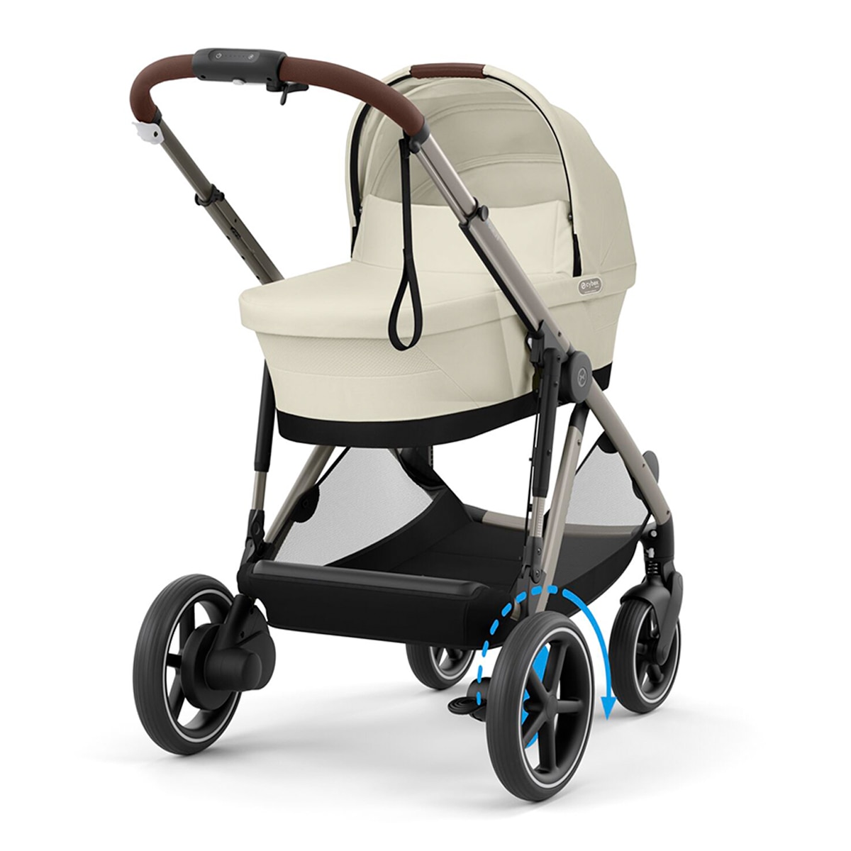 Carro de bebé gemelar e-Gazelle S con capazo en Seashell Beige Beige-1