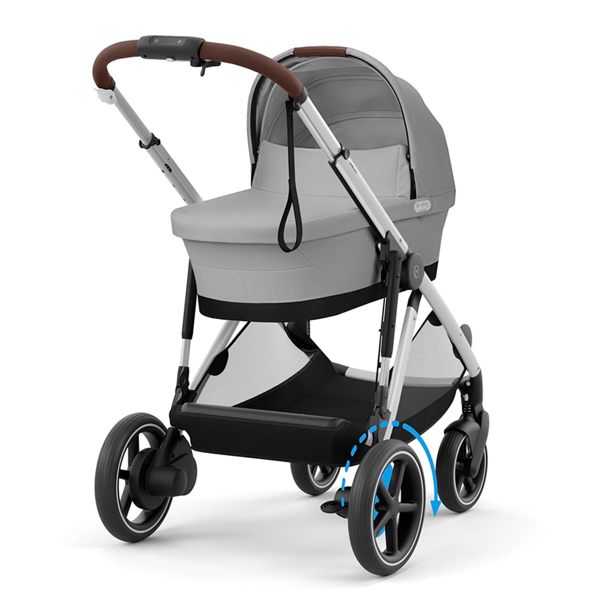 Carro de bebé gemelar e-Gazelle S con capazo en Stone Grey. Gris-1