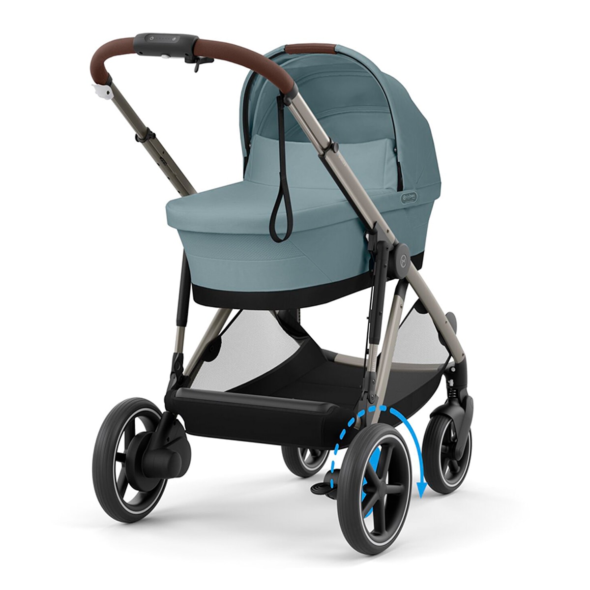 Carro de bebé gemelar e-Gazelle S con capazo en Stormy Blue. Azul-1