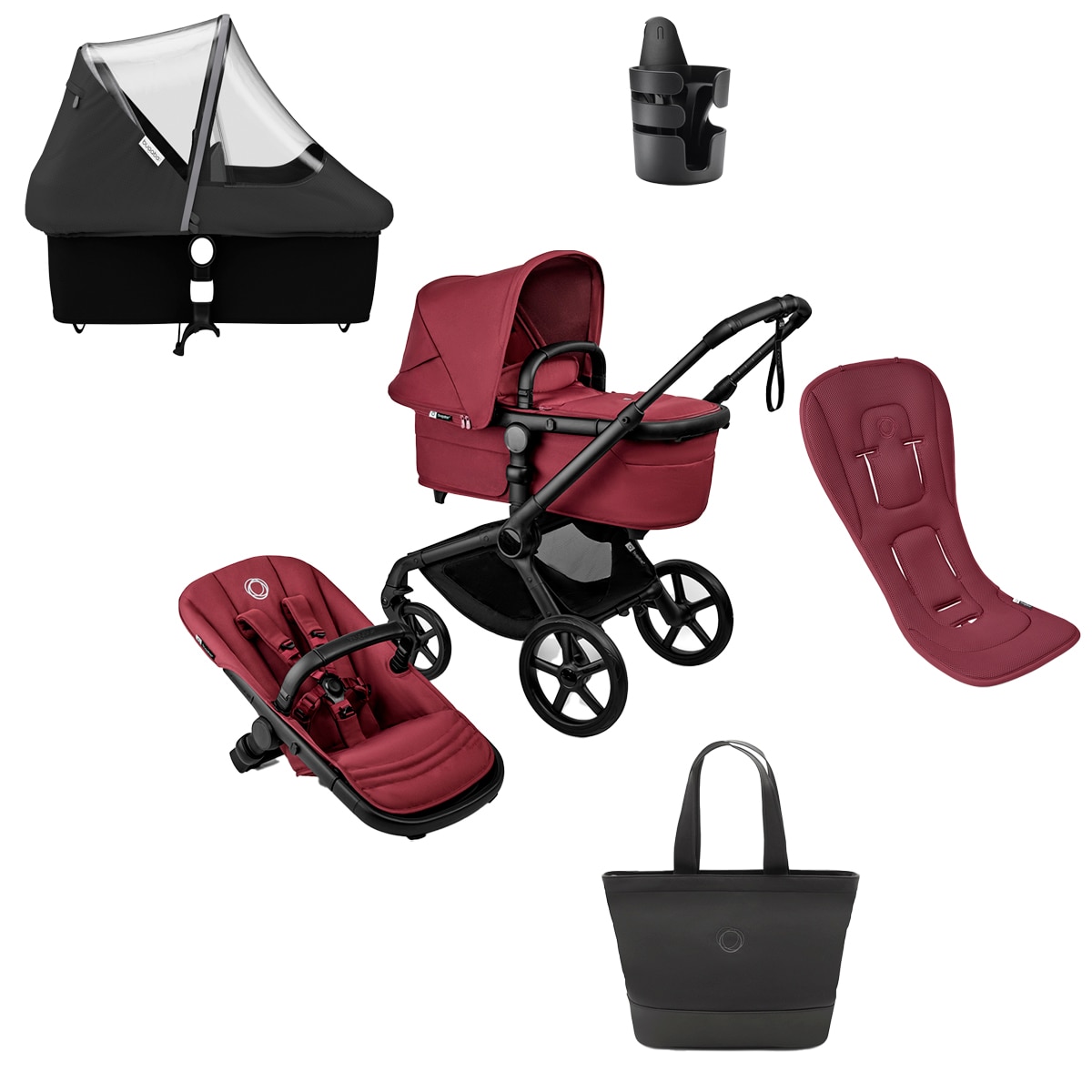 Imagem 0 de Pack imperdível - vermelho verão castanho com tapete vermelho Bugaboo Fox 5 Renew