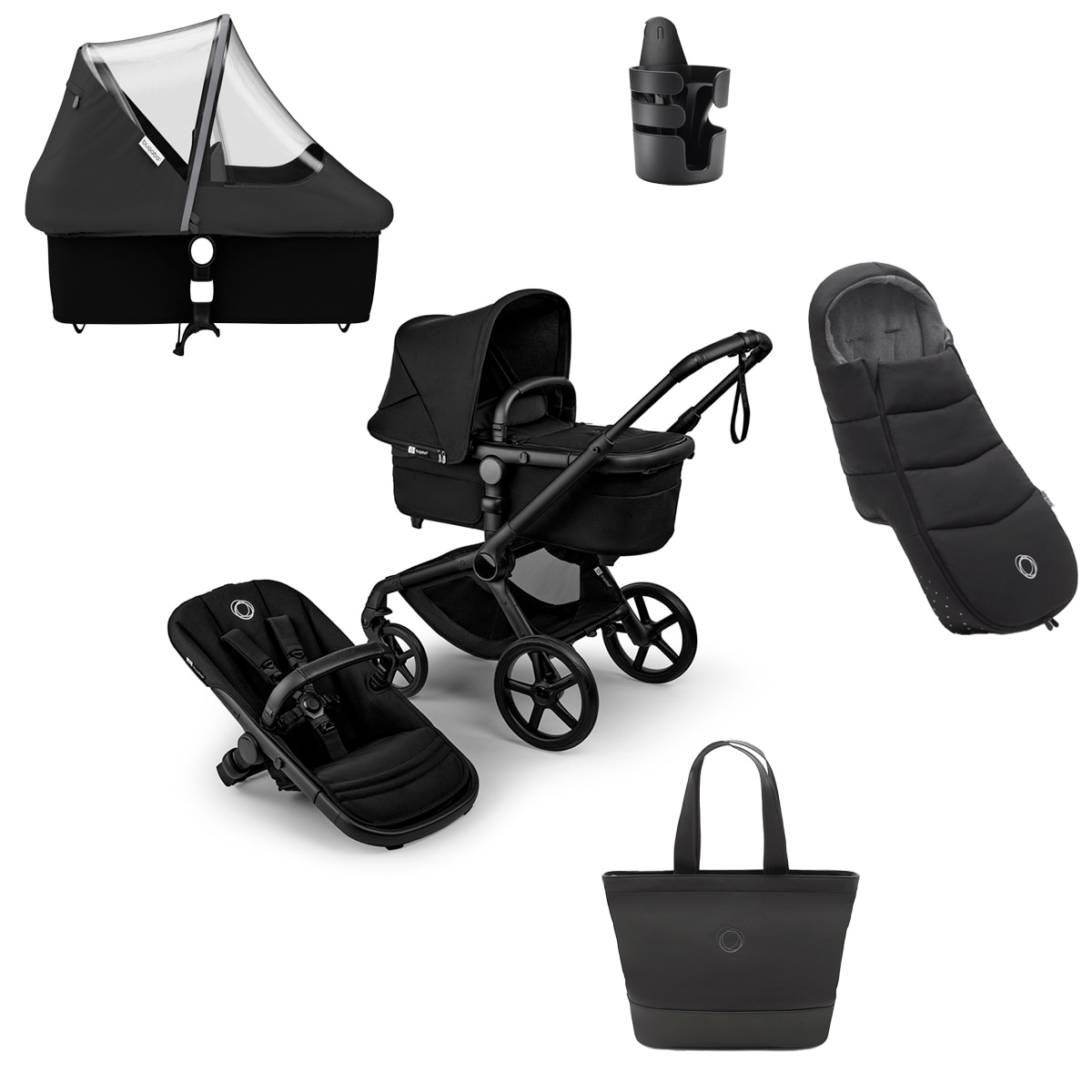 Imagem 0 de Pack indispensável - inverno preto com saco preto Bugaboo Fox 5 Renew