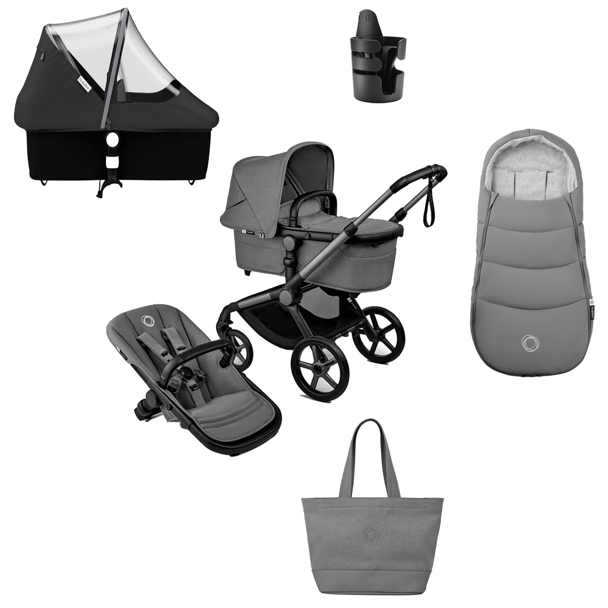 Imagem 0 de Pack indispensável - inverno cinzento com saco cinzento Bugaboo Fox 5 Renew