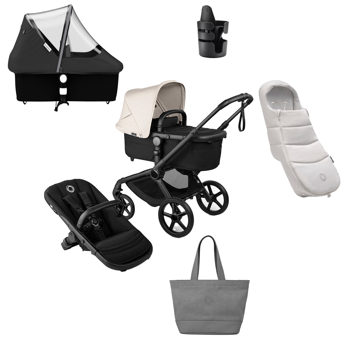Imagem 0 de Pack indispensável - inverno branco com o saco Bugaboo Fox 5 Renew branco