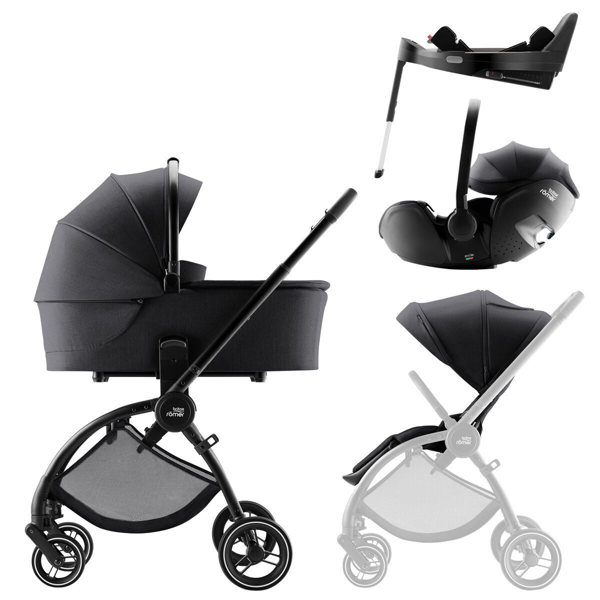 Imagen 2 de Carro de bebé trío con base Britax Römer RIO Style Negro