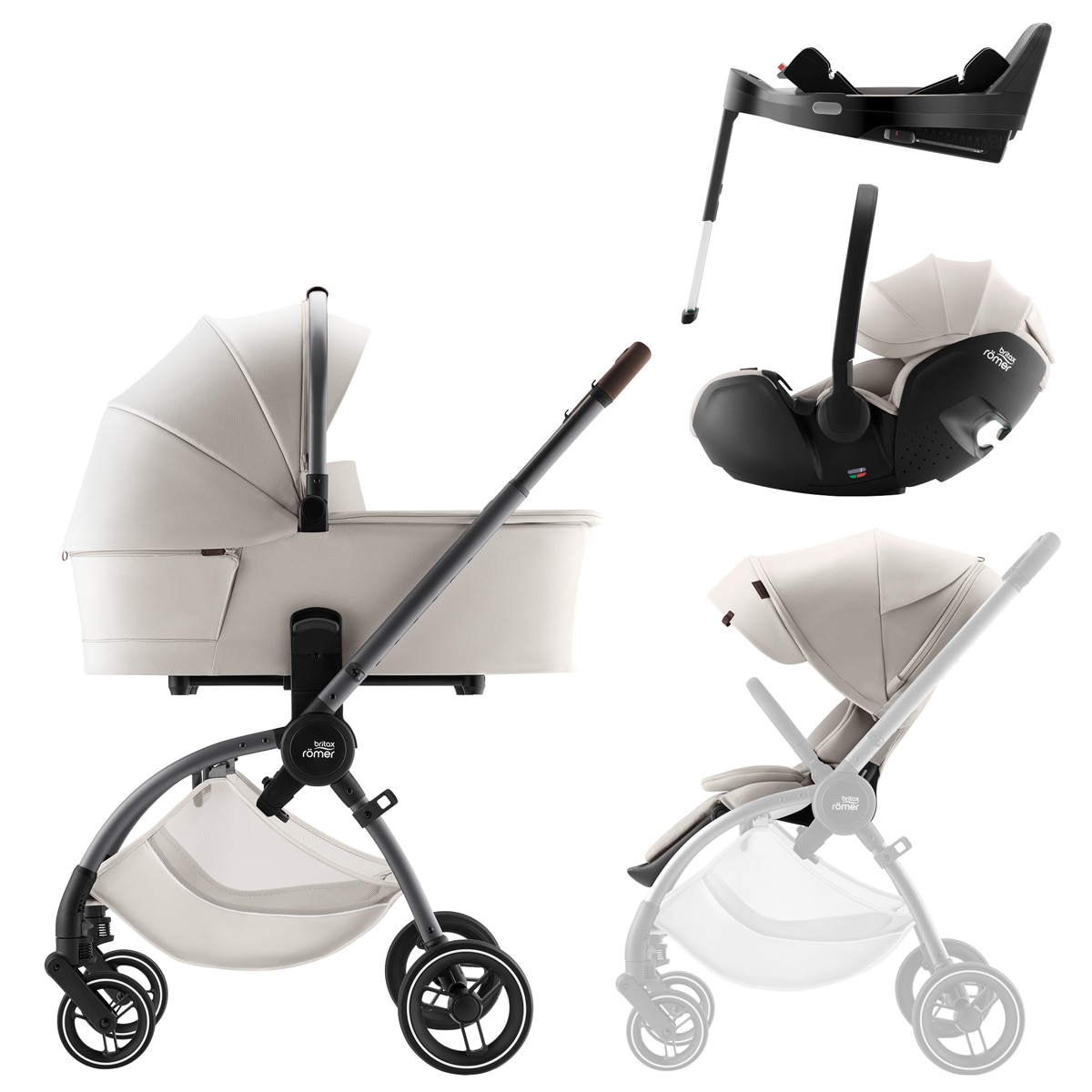 Carro de bebé trío con base Britax Römer RIO Lux Bege-2