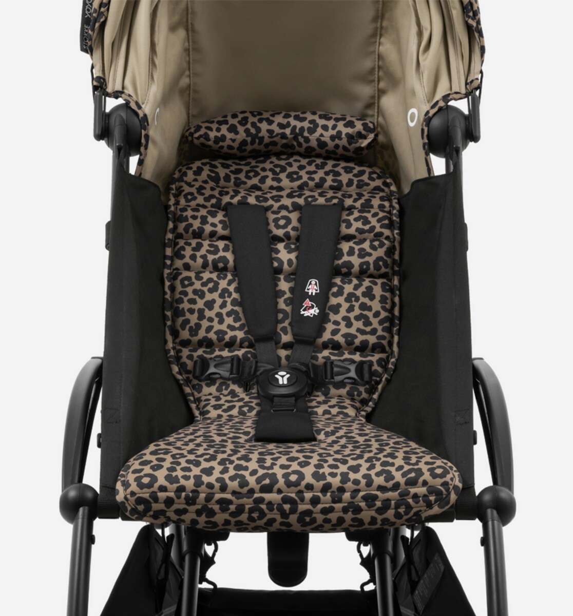 Carrinho de passeio YOYO Wild Collection Leopardo com chassis preto Preto-4