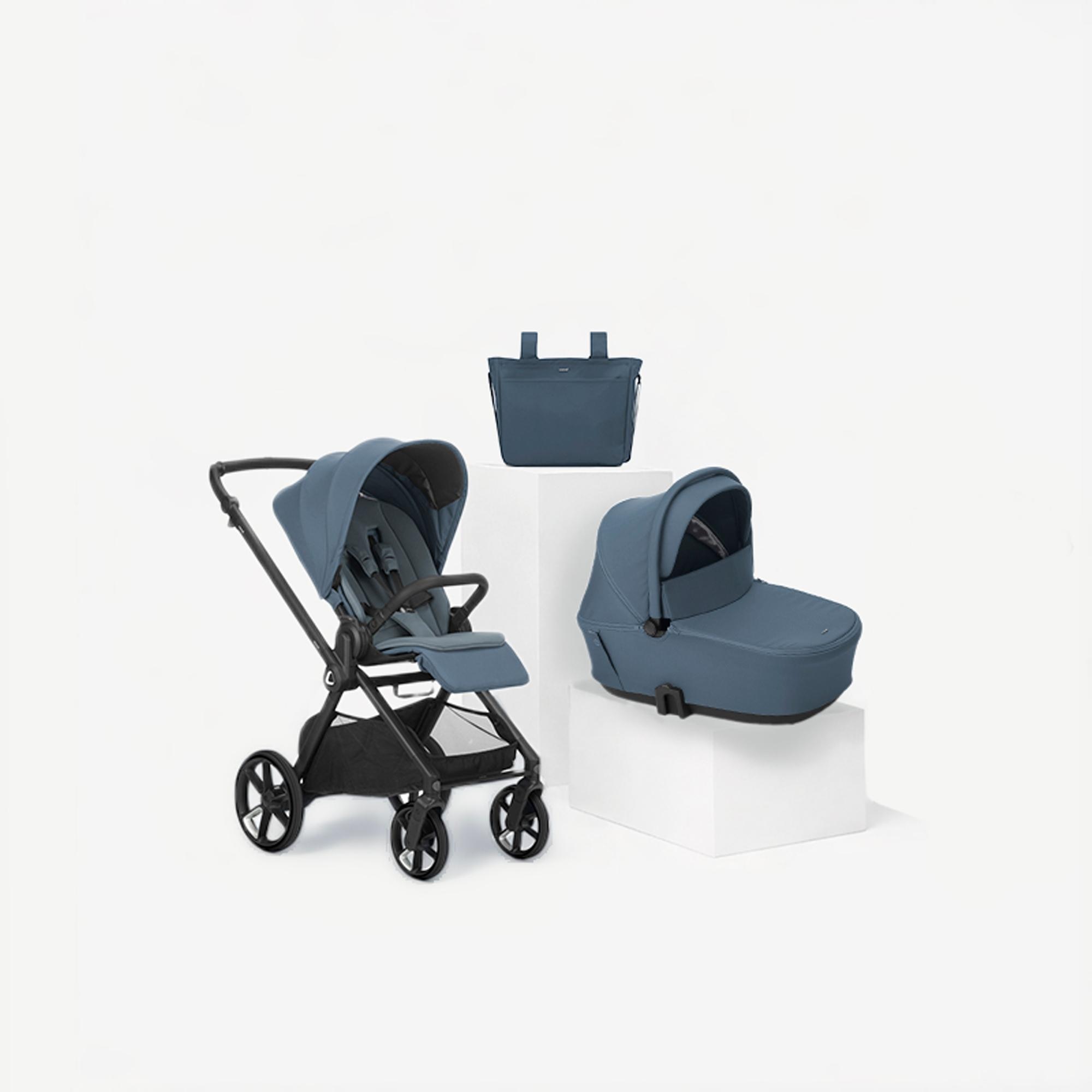 Pack Jané Carrinho de Passeio Muum com Alcofa e Acessórios azul e preto 1