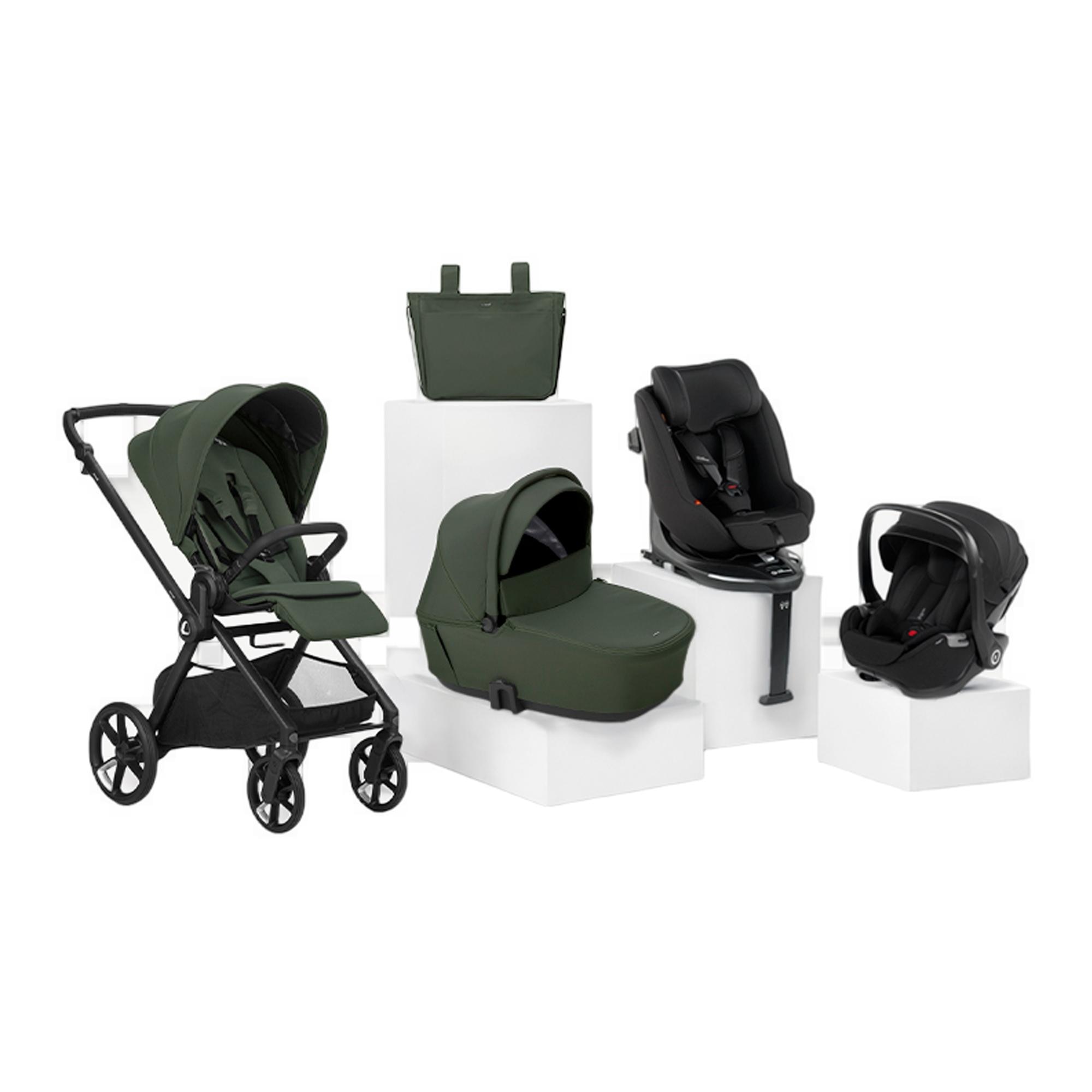 Imagem 0 de Pack Jané Carrinho de Passeio Muum com 2 Cadeiras Auto e Acessórios verde e preto