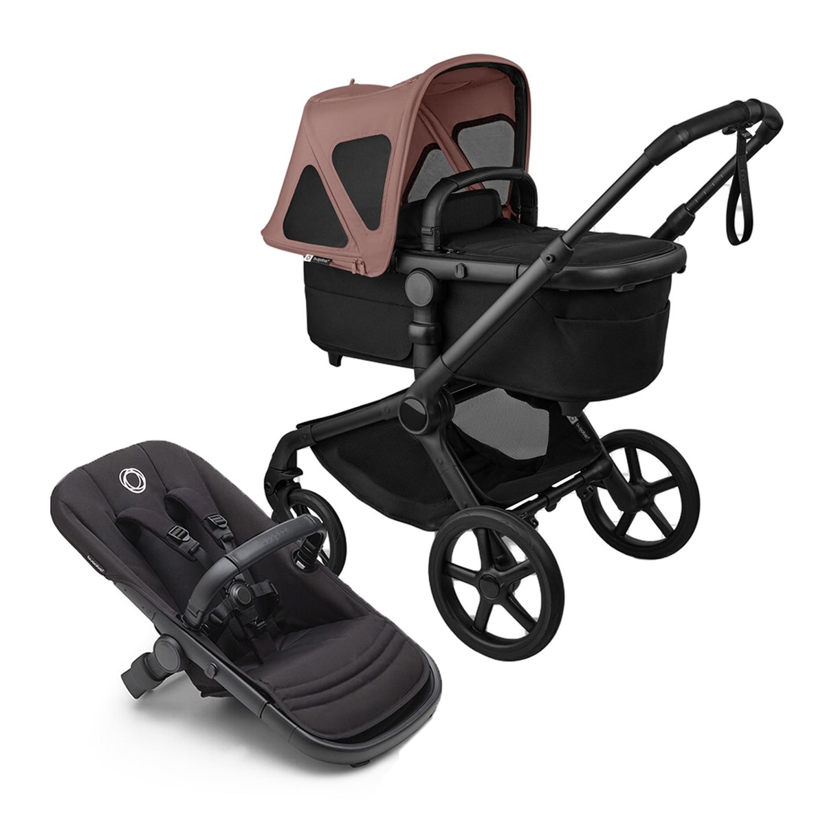 Imagem 0 de Carrinho de Passeio Bugaboo Fox 5 Renew Preto/Preto com Capota Ventilada Dusty Pink