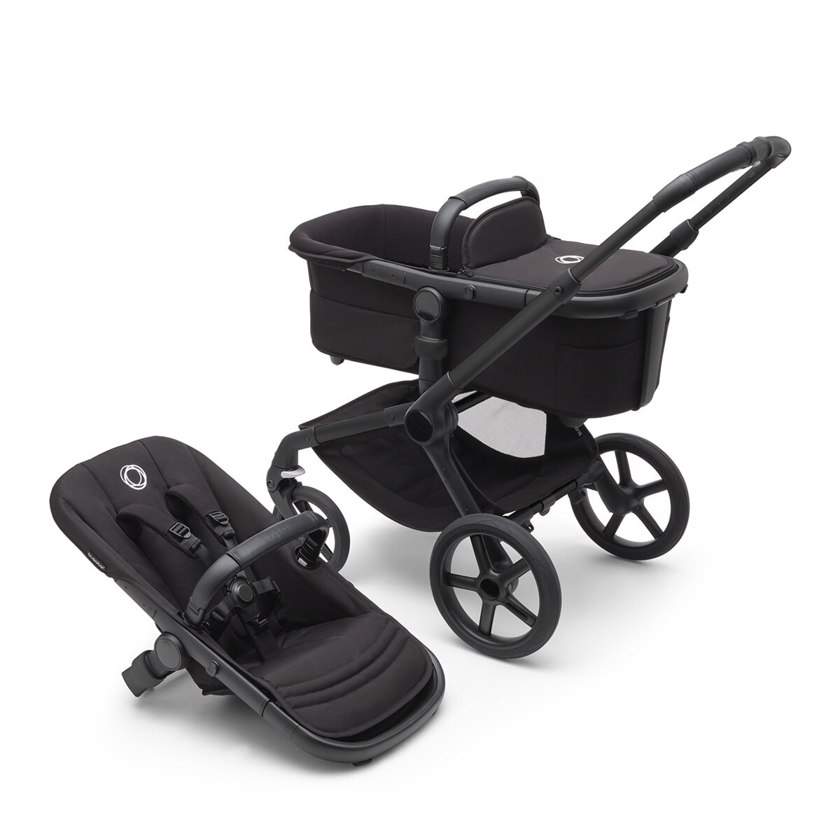 Carrinho de Passeio Bugaboo Fox 5 Renew Preto/Preto/Dusty Pink com Saco e Organizador Dusty Pink 2