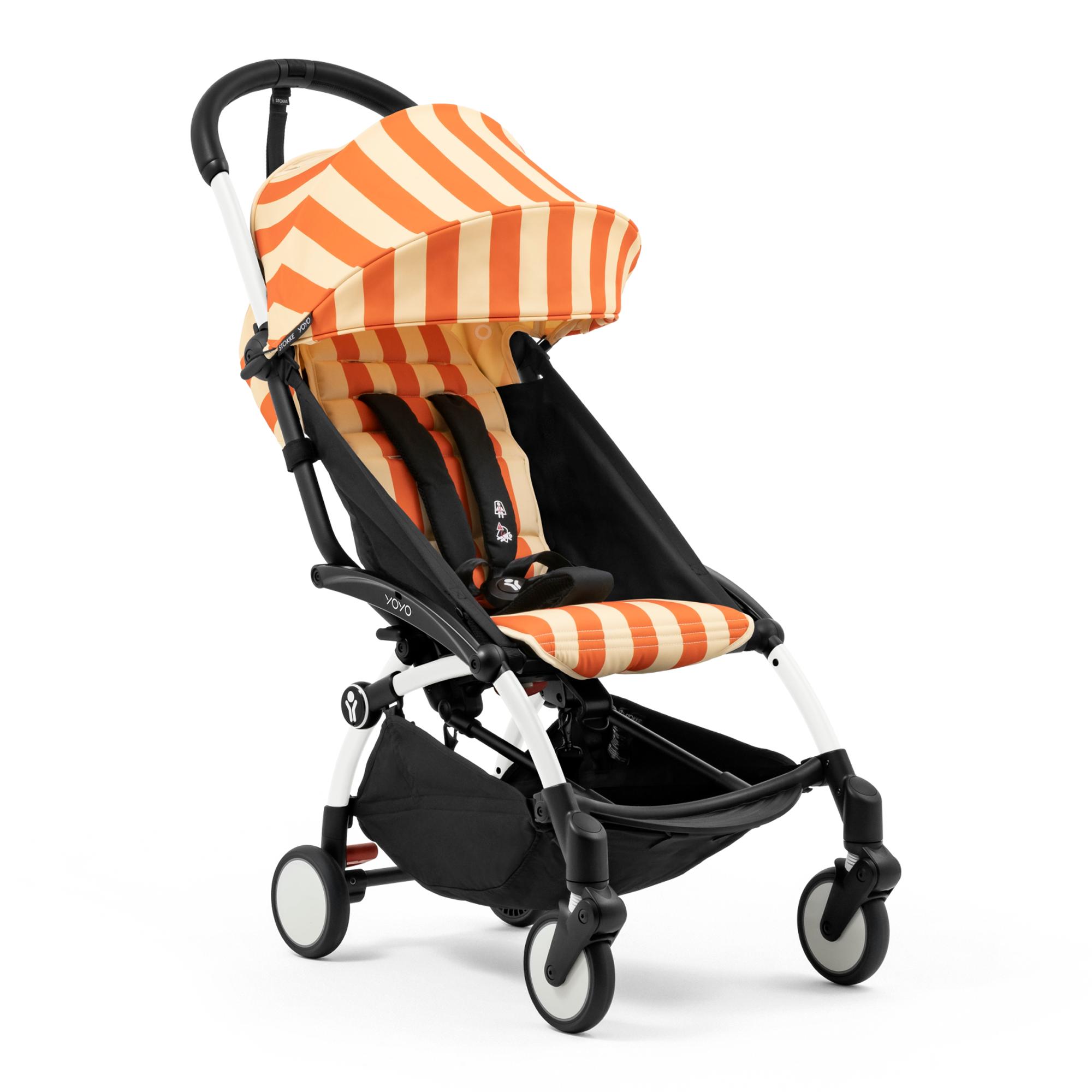 Imagem 0 de Carrinho de Passeio Stokke® YOYO³ com Chassis Branco e 6+ color pack Coleção Riviera Laranja