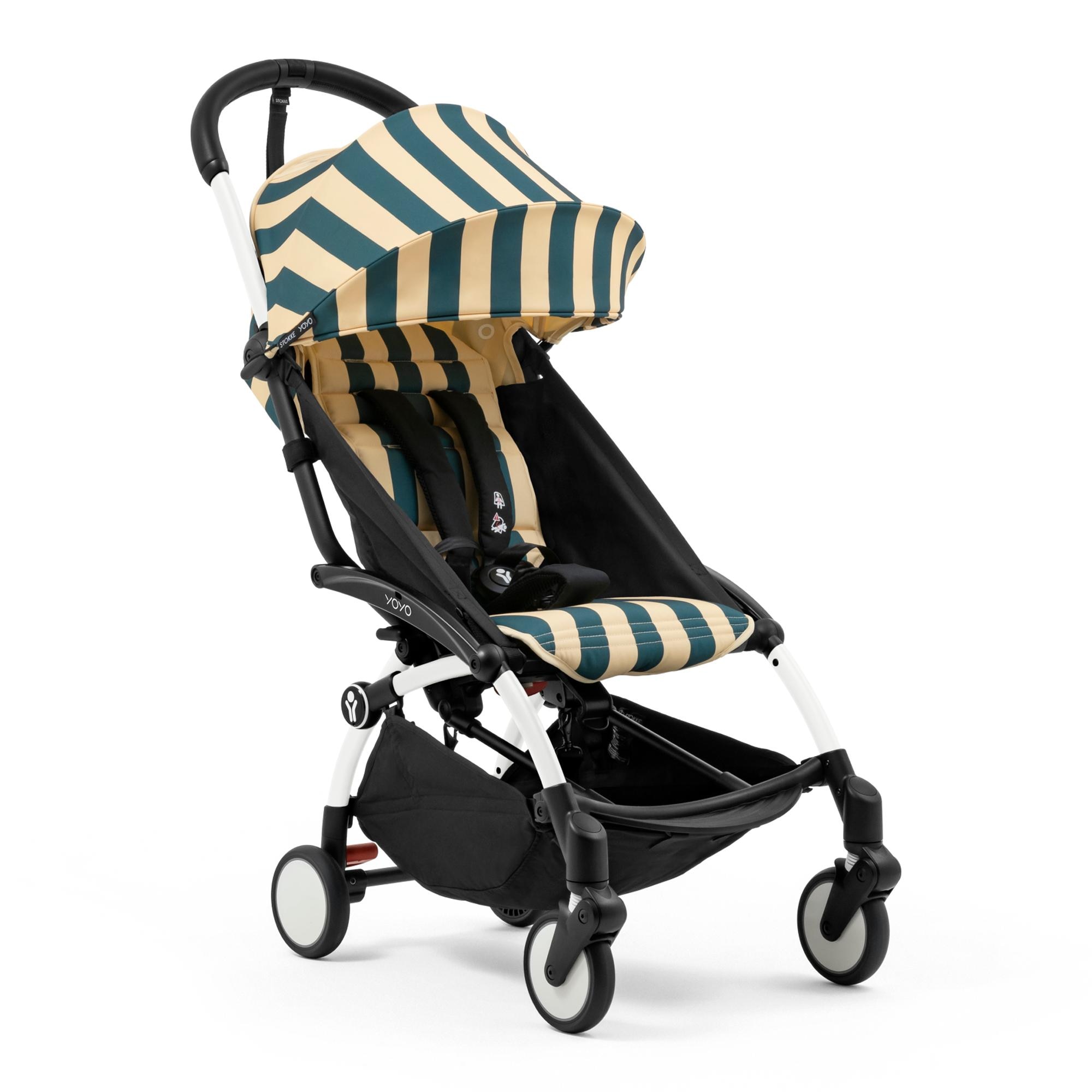 Imagem 0 de Carrinho de Passeio Stokke® YOYO³ com Chassis Branco e 6+ color pack coleção Riviera Azul