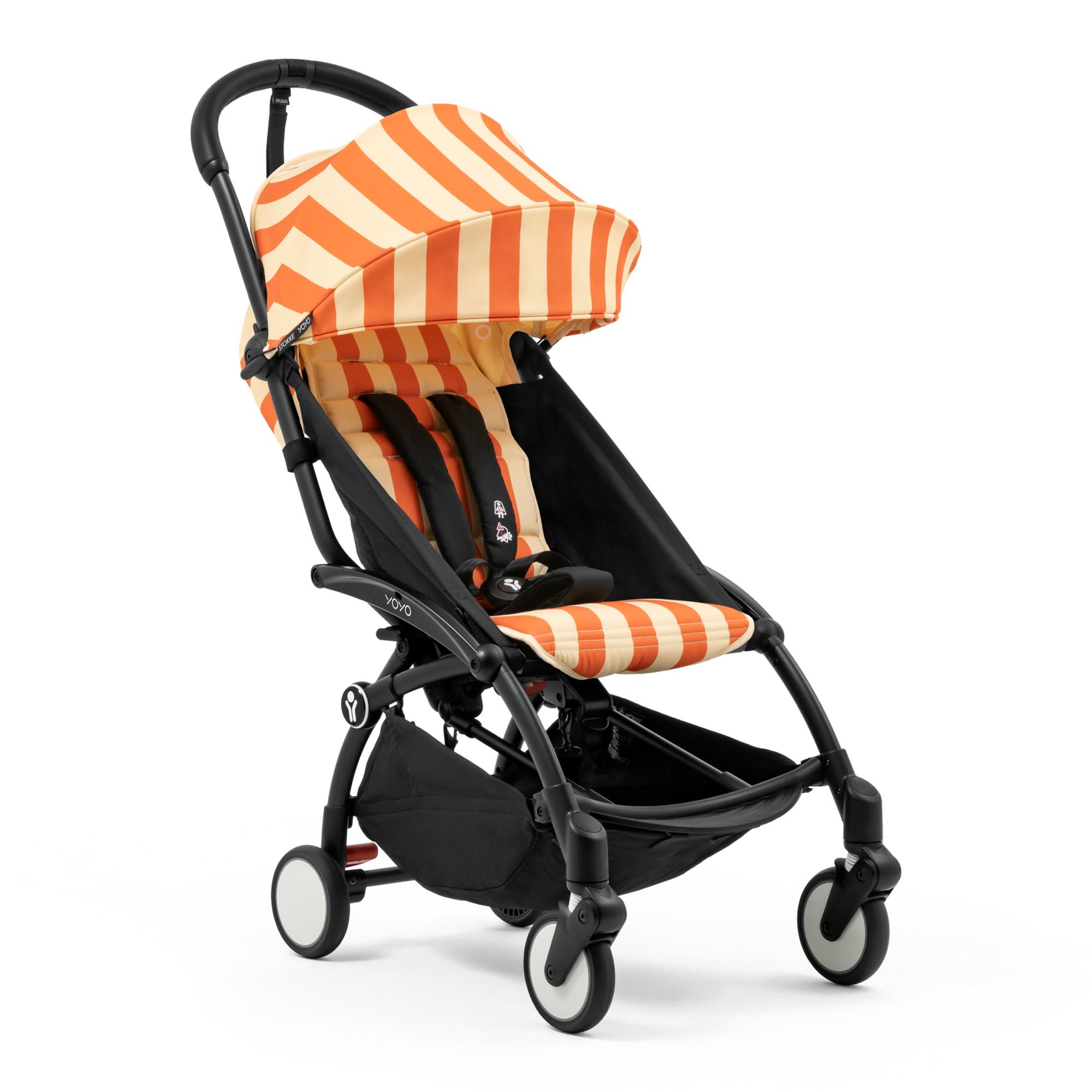 Imagem 0 de Carrinho de Passeio Stokke® YOYO³ com Chassis Preto e 6+ color pack Coleção Riviera Laranja
