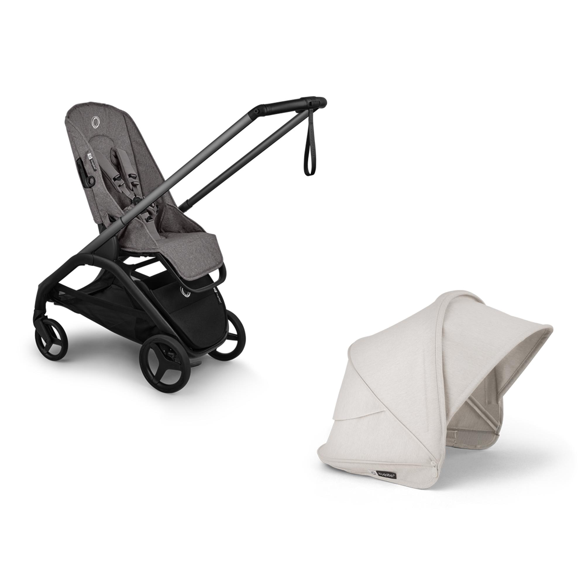 Carrinho de Passeio Bugaboo Dragonfly Plus base grafite e capota branca 1