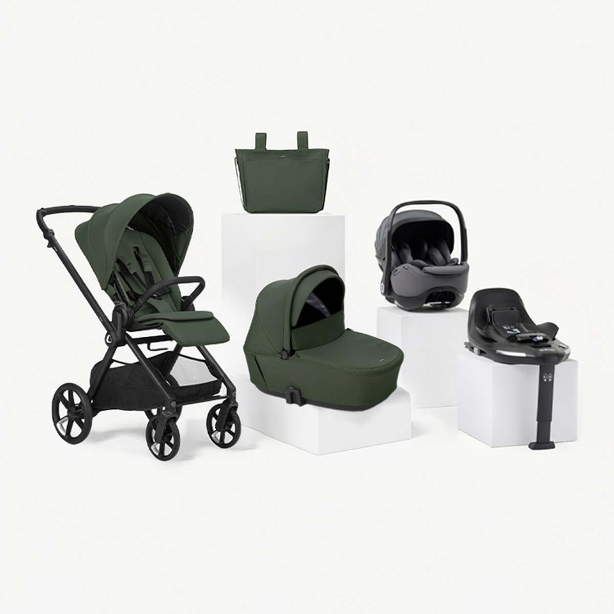 Imagen 0 de Trío Jané Muum 5 verde + capazo Sleep + portabebé Kombibaby gris + Kombibase