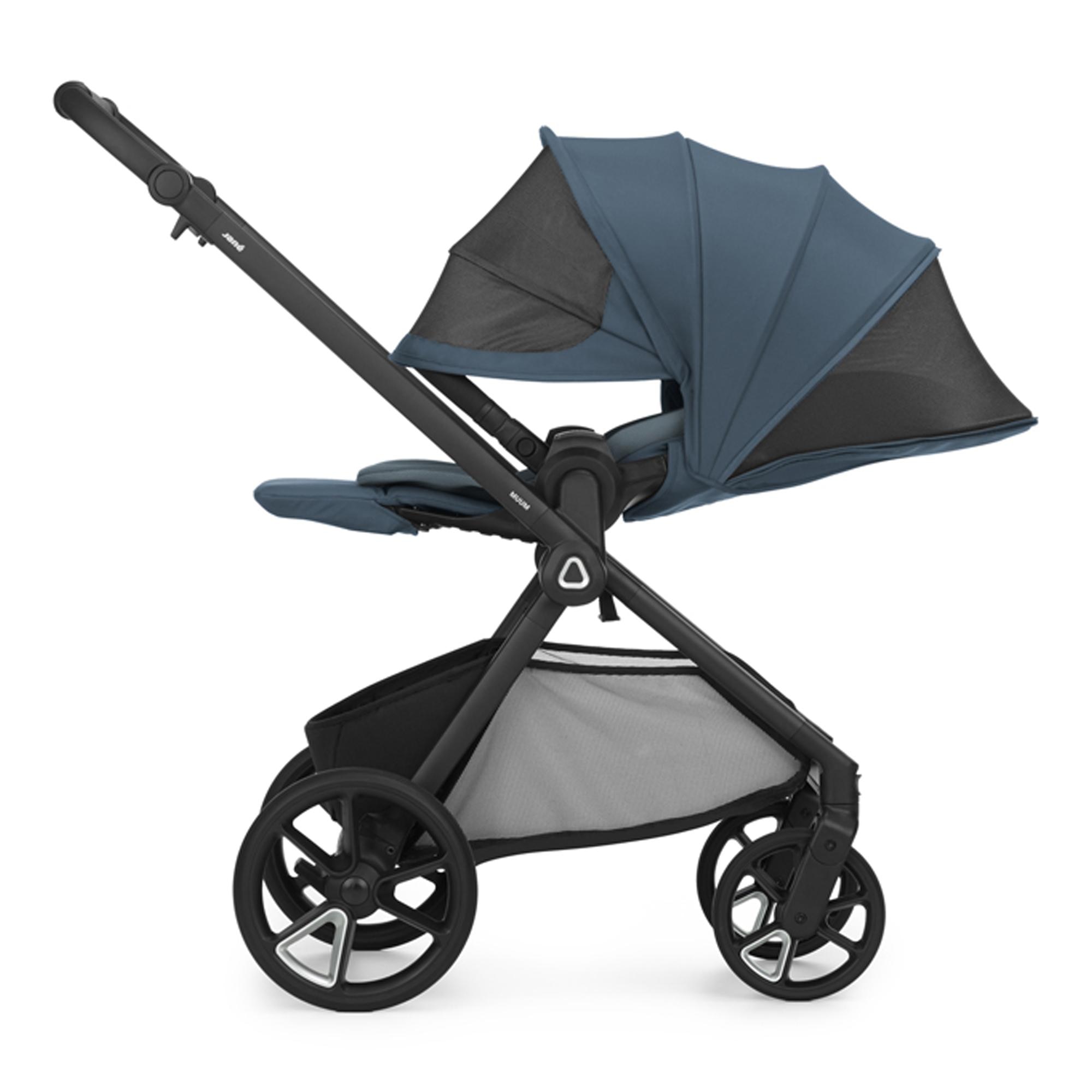 Carrinho de Passeio Trio Jané Muum 5 azul + Alcofa Sleep + Cadeira Auto Kombibaby cinzento + Kombibase 9