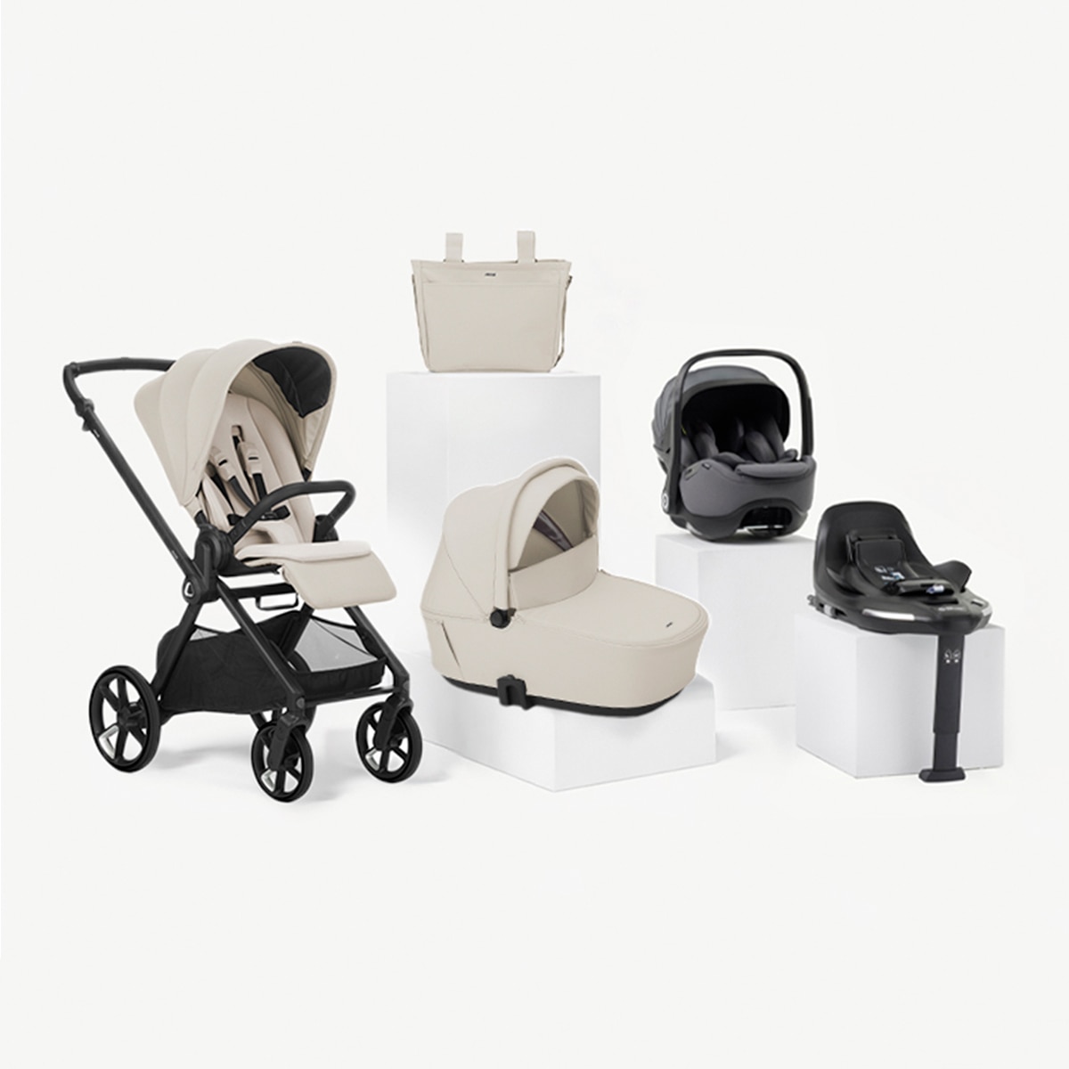 Imagen 0 de Trío Jané Muum 5 beige + capazo Sleep + portabebé Kombibaby gris + Kombibase