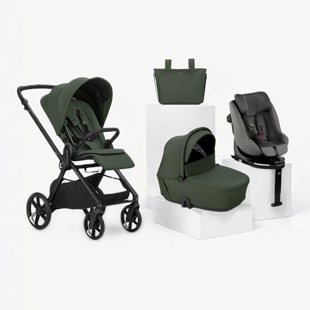 Trío Jané Muum 5 verde + capazo Sleep + silla auto Kombifix gris 1