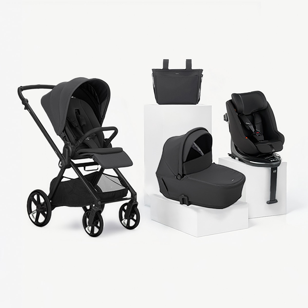 Imagem 0 de Carrinho de Passeio Trio Jané Muum 5 cinzento + Alcofa Sleep + Cadeira Auto Kombifix preto