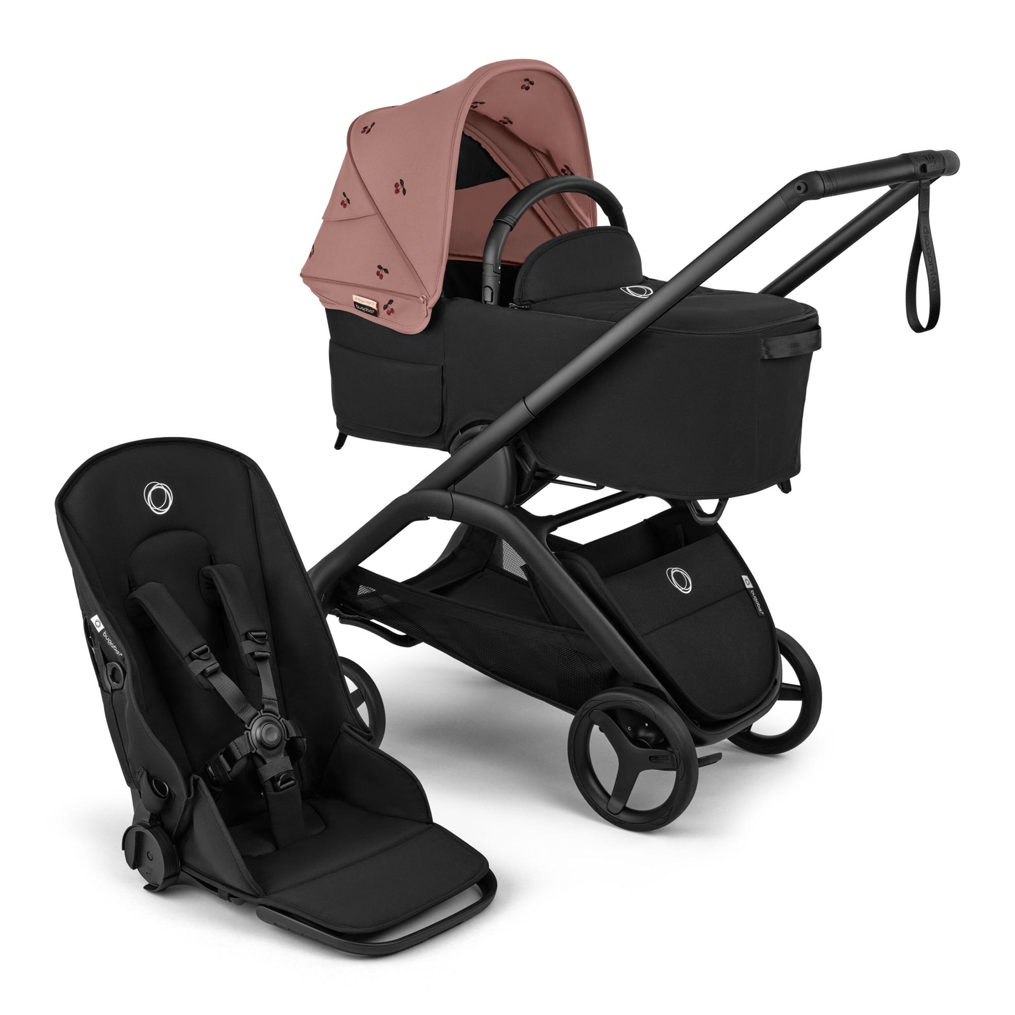 Imagem 0 de Carrinho de Passeio Bugaboo Dragonfly Plus Base Preta, Capota konges slojd cherry e Alcofa preta