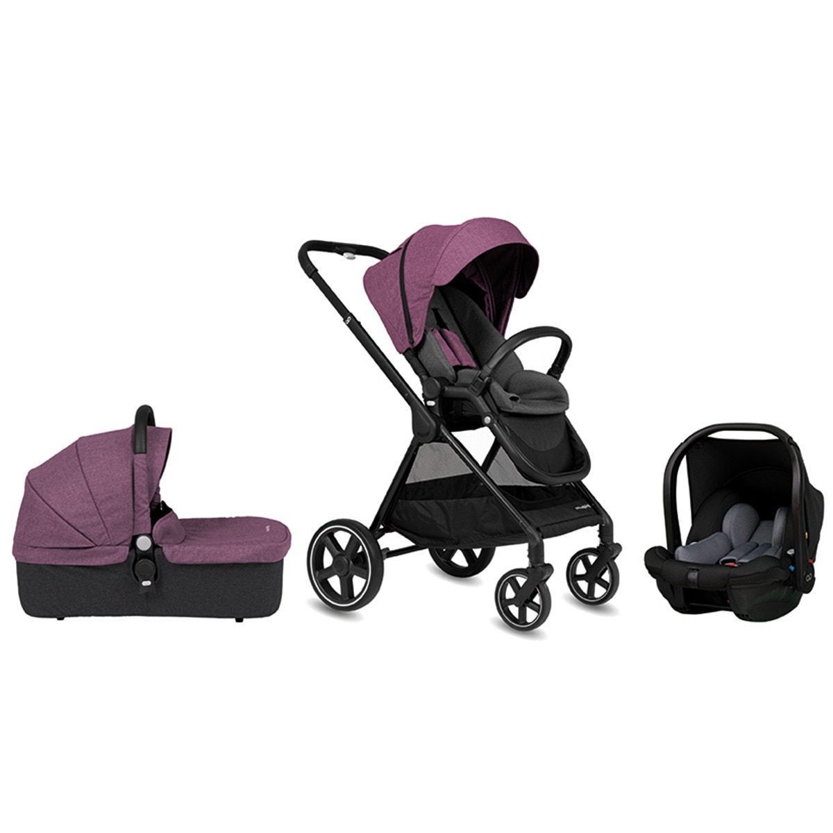 Imagem 0 de Carrinho de Passeio Trio Match 3 Optim + Alcofa + Cadeira Auto i-Size Purple - Roxo