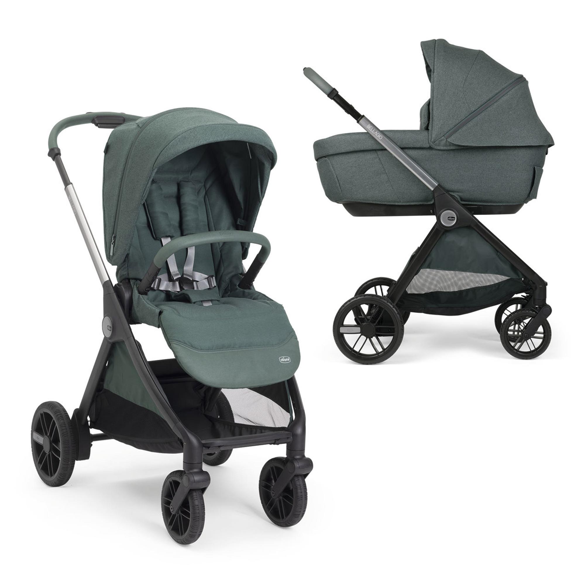Carro de bebé Chicco Bellagio 2 piezas : silla paseo y capazo gran comfort - Verde oscuro Verde oscuro-1