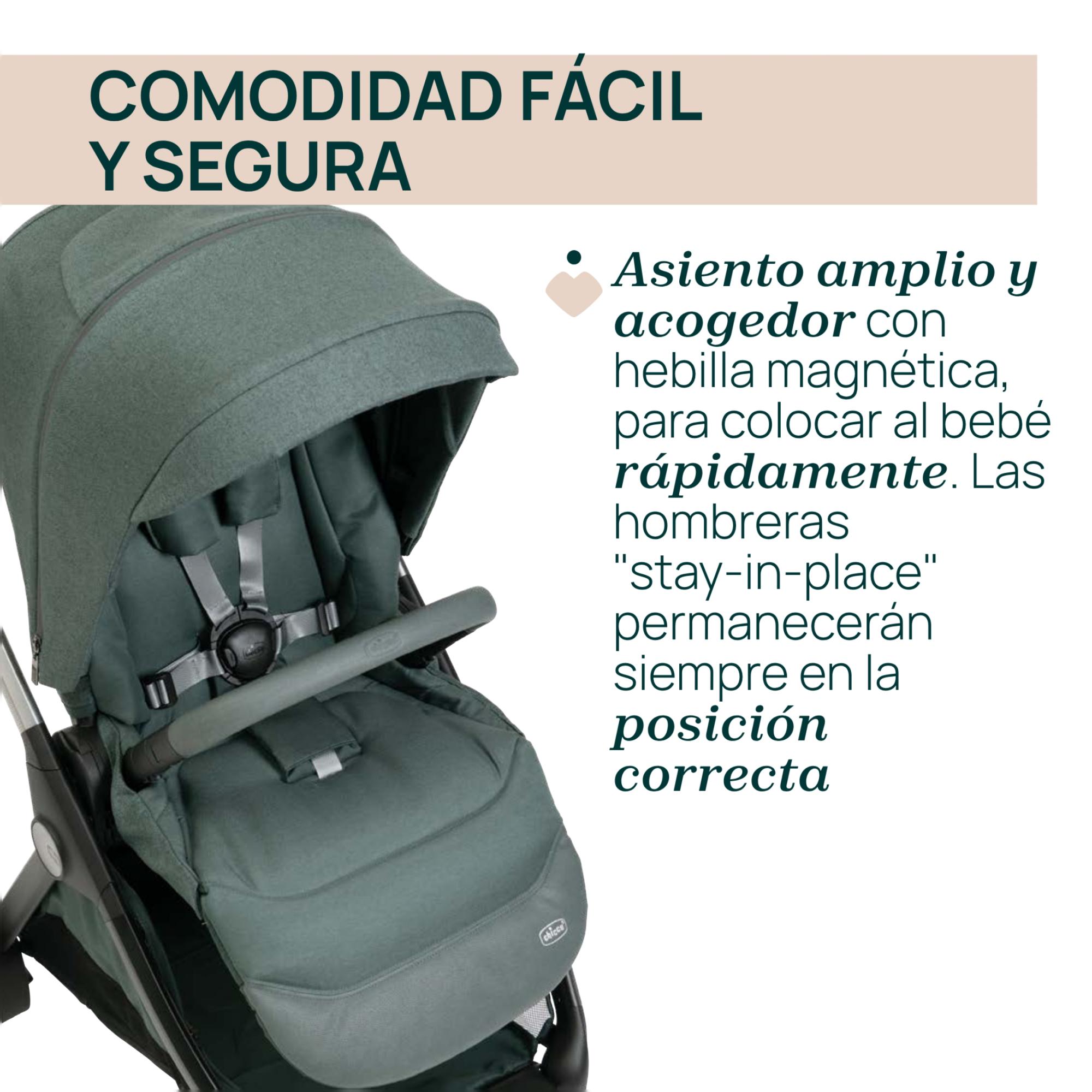 Carro de bebé Chicco Bellagio 2 piezas : silla paseo y capazo gran comfort - Verde oscuro Verde oscuro-6