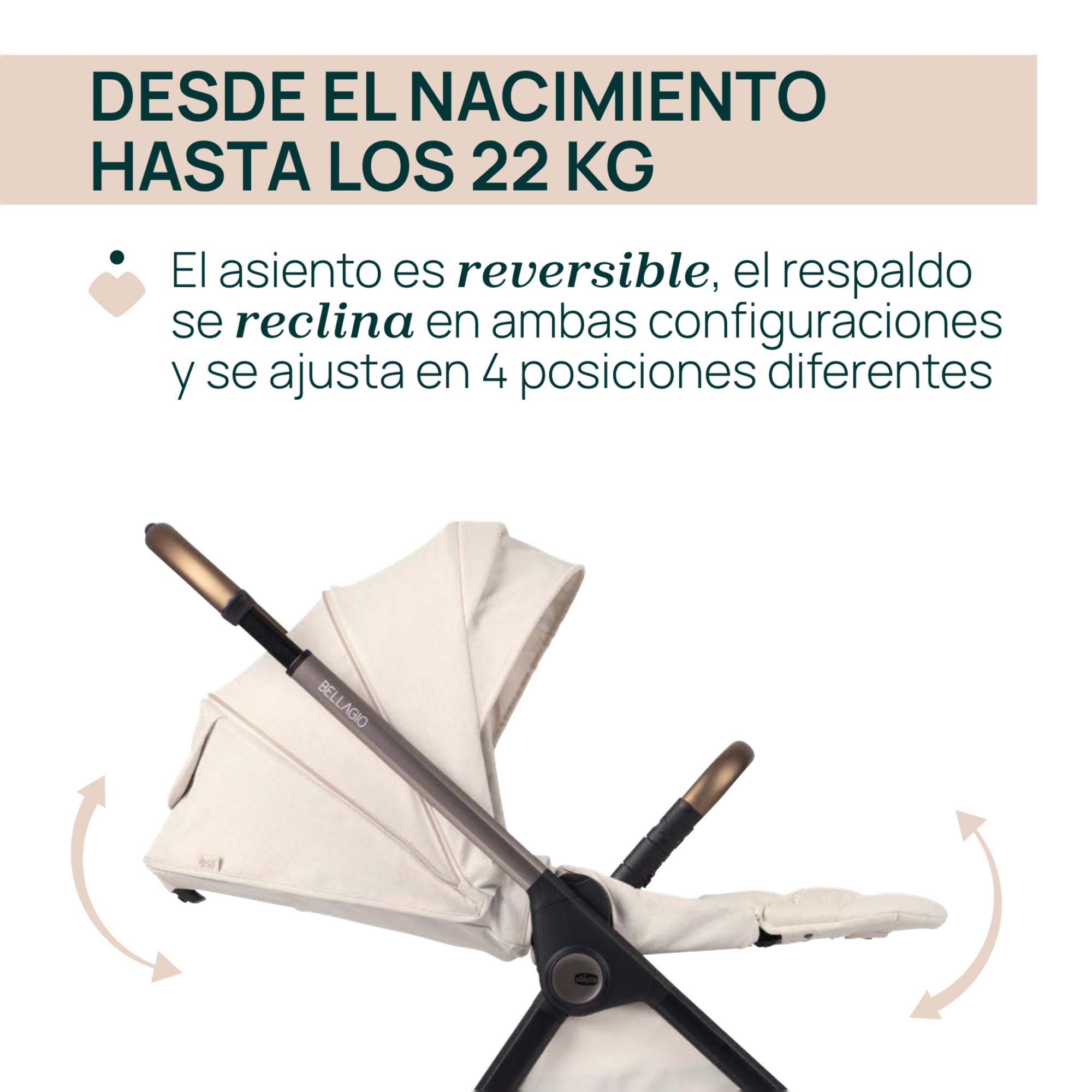 Carro de bebé Chicco Bellagio 2 piezas : silla paseo y capazo gran comfort - Beige Beige-4